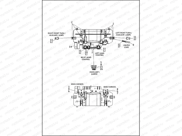 WIRING HARNESS, FAIRING - FLHT, FLHTCU, FLHTK, FLHTKL, FLHX AND FLHXS (1 OF 2)