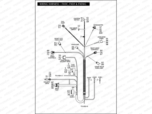 WIRING HARNESS - FXDC, FXDF & FXDWG (1 OF 2)