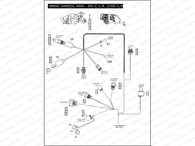 WIRING HARNESS, MAIN - 883/C/L/R, 1200C/L/N/R