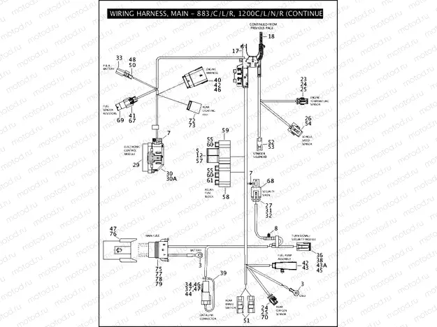 WIRING HARNESS, MAIN - 883/C/L/R, 1200C/L/N/R (CONTINUED)