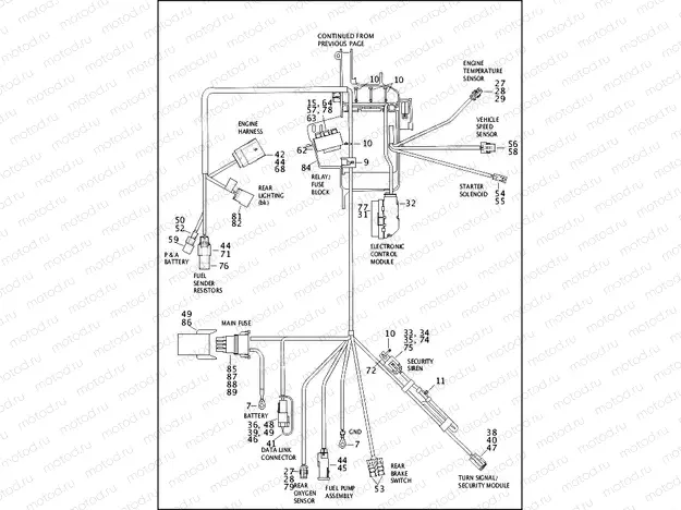 WIRING HARNESS, MAIN - 883L/N/R, 1200C/CA/CB/CP/V/X (2 OF 4)
