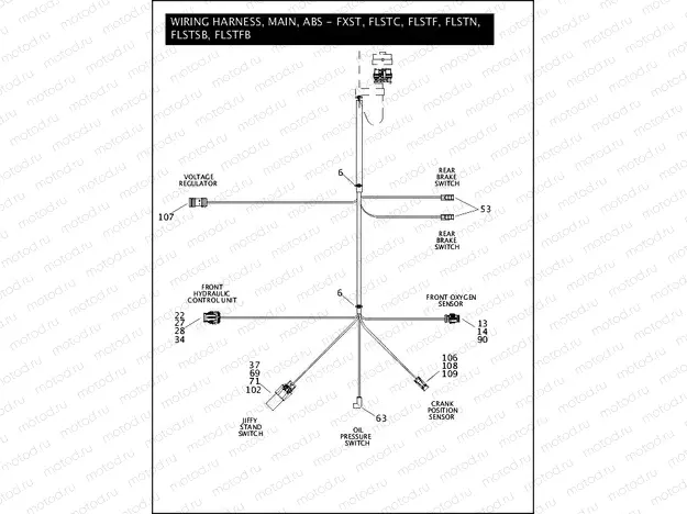 WIRING HARNESS, MAIN, ABS - FLSTC, FLSTF, FLSTN, FLSTFB, FLSTSB & FXST (5 OF 5)