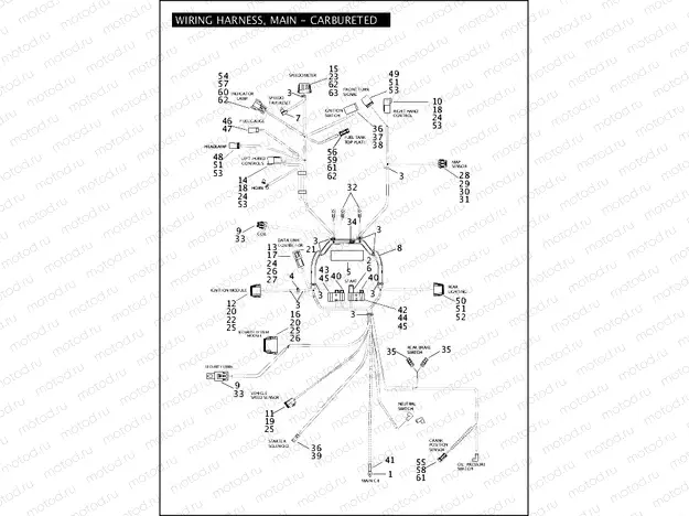 WIRING HARNESS, MAIN - CARBURETED (2 OF 2)
