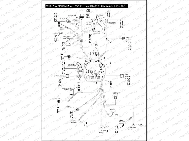 WIRING HARNESS, MAIN - CARBURETED (CONTINUED)