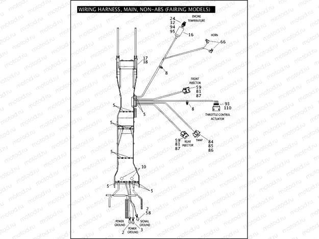 WIRING HARNESS, MAIN, NON-ABS (FAIRING MODELS) (2 OF 6)