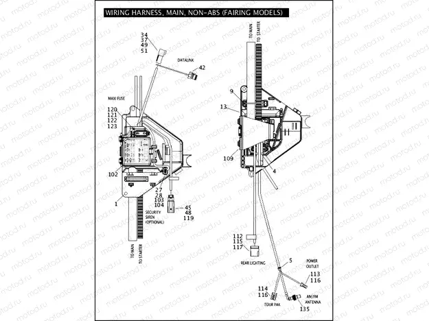 WIRING HARNESS, MAIN, NON-ABS (FAIRING MODELS) (4 OF 6)