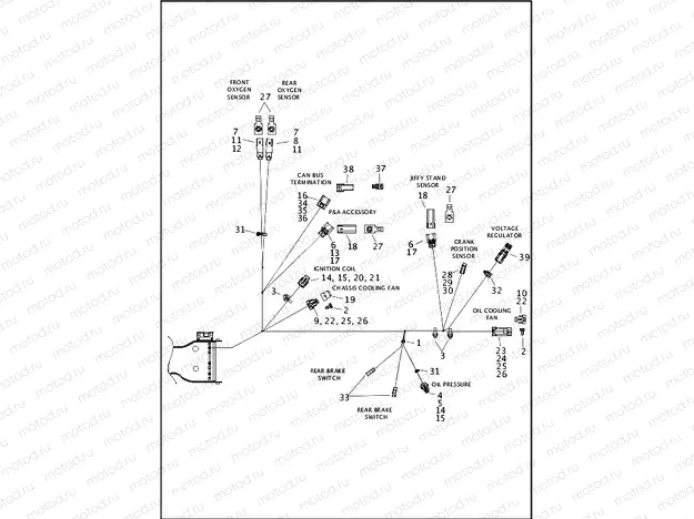 WIRING HARNESS, MAIN, NON-ABS - FLHT, FLHX (7 OF 8)