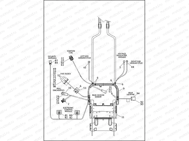 WIRING HARNESS, MAIN, NON-ABS - FLSTC, FLSTF, FLSTN & FLSTFB (3 OF 6)