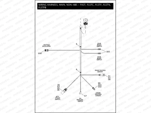 WIRING HARNESS, MAIN, NON-ABS - FXST, FLSTC, FLSTF, FLSTN & FLSTFB (5 OF 5)