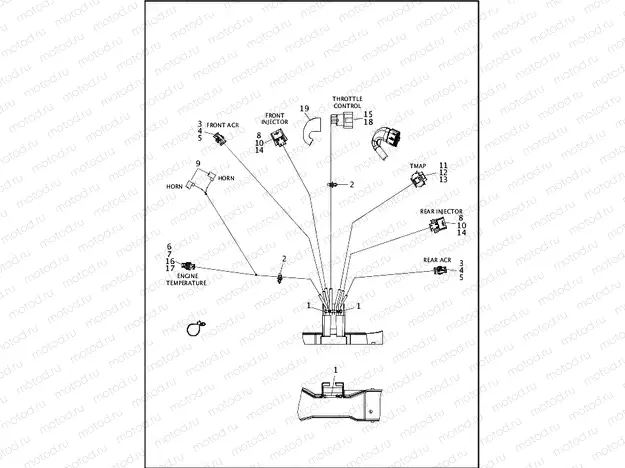 WIRING HARNESS, MAIN, NON-ABS (NON-FAIRING MODELS) (3 OF 8)