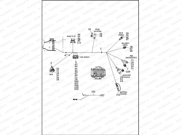 WIRING HARNESS, MAIN, NON-ABS (NON-FAIRING MODELS) (8 OF 8)