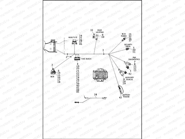 WIRING HARNESS, MAIN, NON-ABS (NON-FAIRING MODELS) (8 OF 8)
