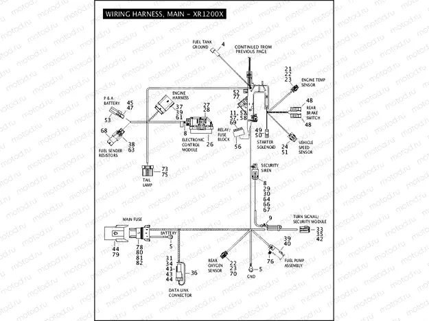 WIRING HARNESS, MAIN - XR1200X (2 OF 3)